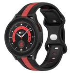 For Samsung Galaxy Watch5 Pro 45mm 20mm Butterfly Buckle Two-Color Silicone Watch Band(Black+Red)