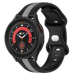 For Samsung Galaxy Watch5 Pro 45mm 20mm Butterfly Buckle Two-Color Silicone Watch Band(Black+Grey)