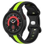 For Samsung Galaxy Watch5 Pro 45mm 20mm Butterfly Buckle Two-Color Silicone Watch Band(Black+Green)