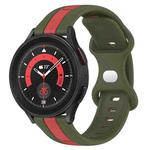 For Samsung Galaxy Watch5 Pro 45mm 20mm Butterfly Buckle Two-Color Silicone Watch Band(Red+Army Green)