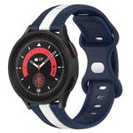 For Samsung Galaxy Watch5 Pro 45mm 20mm Butterfly Buckle Two-Color Silicone Watch Band(White+Blue)