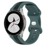 For Samsung Galaxy Watch4 40mm 20mm Butterfly Buckle Two-Color Silicone Watch Band(Green+Black)