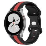 For Samsung Galaxy Watch4 40mm 20mm Butterfly Buckle Two-Color Silicone Watch Band(Black+Red)