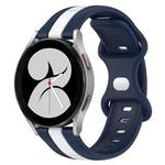 For Samsung Galaxy Watch4 40mm 20mm Butterfly Buckle Two-Color Silicone Watch Band(White+Blue)