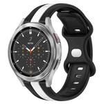For Samsung  Galaxy Watch 4 Classic 46mm 20mm Butterfly Buckle Two-Color Silicone Watch Band(Black+White)