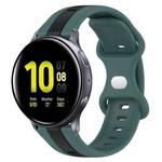 For Samsung Galaxy Watch Active 2 40mm 20mm Butterfly Buckle Two-Color Silicone Watch Band(Green+Black)