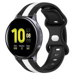 For Samsung Galaxy Watch Active 2 40mm 20mm Butterfly Buckle Two-Color Silicone Watch Band(Black+White)