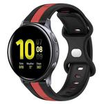 For Samsung Galaxy Watch Active 2 40mm 20mm Butterfly Buckle Two-Color Silicone Watch Band(Black+Red)
