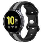 For Samsung Galaxy Watch Active 2 40mm 20mm Butterfly Buckle Two-Color Silicone Watch Band(Black+Grey)
