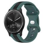 For Garmin Vivomove Sport 20mm Butterfly Buckle Two-Color Silicone Watch Band(Green+Black)