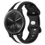 For Garmin Vivomove Sport 20mm Butterfly Buckle Two-Color Silicone Watch Band(Black+White)