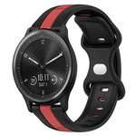 For Garmin Vivomove Sport 20mm Butterfly Buckle Two-Color Silicone Watch Band(Black+Red)