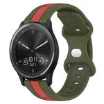 For Garmin Vivomove Sport 20mm Butterfly Buckle Two-Color Silicone Watch Band(Red+Army Green)