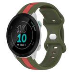 For Garmin Forerunner 55 20mm Butterfly Buckle Two-Color Silicone Watch Band(Red+Army Green)