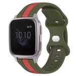 For Garmin Venu SQ 20mm Butterfly Buckle Two-Color Silicone Watch Band(Red+Army Green)