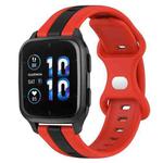 For Garmin Forerunner Sq2 20mm Butterfly Buckle Two-Color Silicone Watch Band(Red+Black)