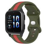 For Garmin Forerunner Sq2 20mm Butterfly Buckle Two-Color Silicone Watch Band(Red+Army Green)