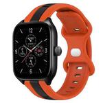 For Amazfit GTS 4 20mm Butterfly Buckle Two-Color Silicone Watch Band(Orange+Black)