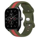 For Amazfit GTS 4 20mm Butterfly Buckle Two-Color Silicone Watch Band(Red+Army Green)