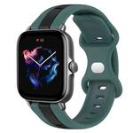For Amazfit GTS 3 20mm Butterfly Buckle Two-Color Silicone Watch Band(Green+Black)