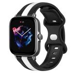 For Amazfit GTS 3 20mm Butterfly Buckle Two-Color Silicone Watch Band(Black+White)