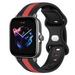 For Amazfit GTS 3 20mm Butterfly Buckle Two-Color Silicone Watch Band(Black+Red)