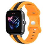 For Amazfit GTS 3 20mm Butterfly Buckle Two-Color Silicone Watch Band(Black+Yellow)
