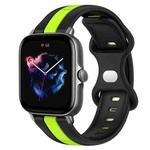 For Amazfit GTS 3 20mm Butterfly Buckle Two-Color Silicone Watch Band(Black+Green)