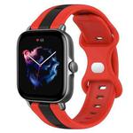 For Amazfit GTS 3 20mm Butterfly Buckle Two-Color Silicone Watch Band(Red+Black)