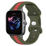 For Amazfit GTS 3 20mm Butterfly Buckle Two-Color Silicone Watch Band(Red+Army Green)