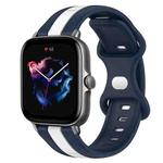 For Amazfit GTS 3 20mm Butterfly Buckle Two-Color Silicone Watch Band(White+Blue)