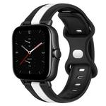 For Amazfit GTS 2E 20mm Butterfly Buckle Two-Color Silicone Watch Band(Black+White)