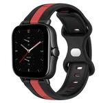 For Amazfit GTS 2E 20mm Butterfly Buckle Two-Color Silicone Watch Band(Black+Red)