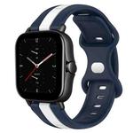 For Amazfit GTS 2E 20mm Butterfly Buckle Two-Color Silicone Watch Band(White+Blue)