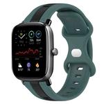 For Amazfit GTS 2 Mini 20mm Butterfly Buckle Two-Color Silicone Watch Band(Green+Black)
