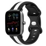 For Amazfit GTS 2 Mini 20mm Butterfly Buckle Two-Color Silicone Watch Band(Black+White)