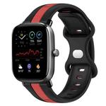 For Amazfit GTS 2 Mini 20mm Butterfly Buckle Two-Color Silicone Watch Band(Black+Red)