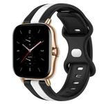 For Amazfit GTS 2 20mm Butterfly Buckle Two-Color Silicone Watch Band(Black+White)