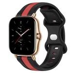 For Amazfit GTS 2 20mm Butterfly Buckle Two-Color Silicone Watch Band(Black+Red)