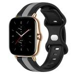 For Amazfit GTS 2 20mm Butterfly Buckle Two-Color Silicone Watch Band(Black+Grey)