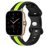 For Amazfit GTS 2 20mm Butterfly Buckle Two-Color Silicone Watch Band(Black+Green)