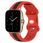 For Amazfit GTS 2 20mm Butterfly Buckle Two-Color Silicone Watch Band(Red+Black)