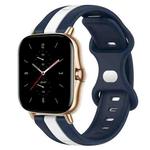 For Amazfit GTS 2 20mm Butterfly Buckle Two-Color Silicone Watch Band(White+Blue)