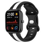 For Amazfit GTS 20mm Butterfly Buckle Two-Color Silicone Watch Band(Black+White)