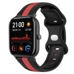 For Amazfit GTS 20mm Butterfly Buckle Two-Color Silicone Watch Band(Black+Red)