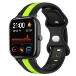 For Amazfit GTS 20mm Butterfly Buckle Two-Color Silicone Watch Band(Black+Green)