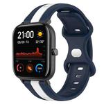 For Amazfit GTS 20mm Butterfly Buckle Two-Color Silicone Watch Band(White+Blue)
