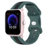 For Amazfit Pop Pro 20mm Butterfly Buckle Two-Color Silicone Watch Band(Green+Black)