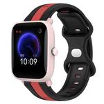 For Amazfit Pop Pro 20mm Butterfly Buckle Two-Color Silicone Watch Band(Black+Red)