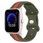 For Amazfit Pop Pro 20mm Butterfly Buckle Two-Color Silicone Watch Band(Red+Army Green)